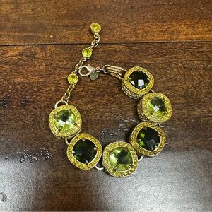 Suzanne Somers Green and Gold Bracelet chunky squares
